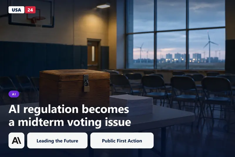 Ballot box and paper ballots on a folding table in a dim rural gymnasium at dawn, with pale light in the windows.