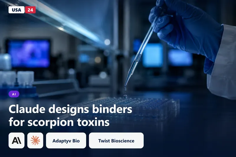 Gloved hand holding a pipette over a microplate in a dim lab, lit by cool blue backlight and soft, out-of-focus shapes.