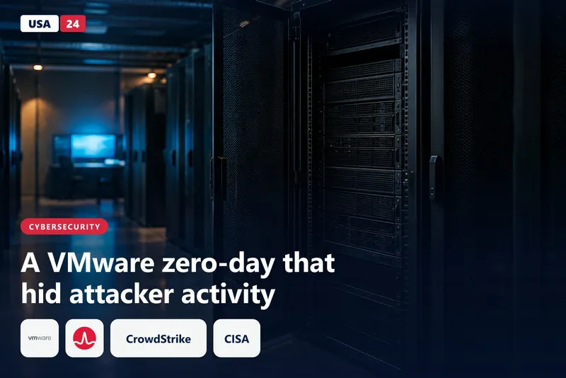 Dim server hall with one rack door open and a dark blade server, its status lights off, under cool blue light.