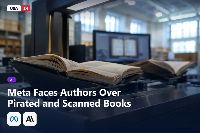 Open hardcover books rest on a steel book scanner in a bright archive room, with a blurred monitor glowing behind them.
