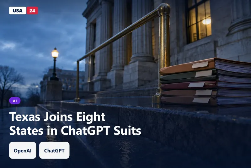 Stack of bound legal folders with blank tabs on a rain-wet courthouse staircase at dusk, lit by a warm window above.